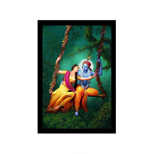 Amfyn Radha Krishna Painting with Synthetic Photo Frame (Multicolor)