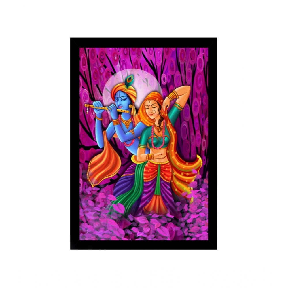 Amfyn Radha Krishna Painting with Synthetic Photo Frame (Multicolor)