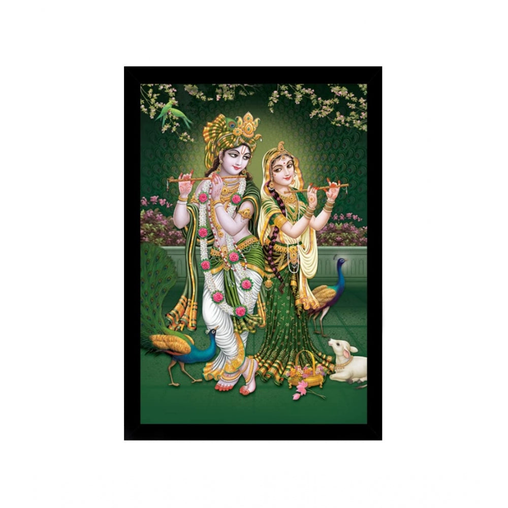 Amfyn Radha Krishna Painting with Synthetic Photo Frame (Multicolor)