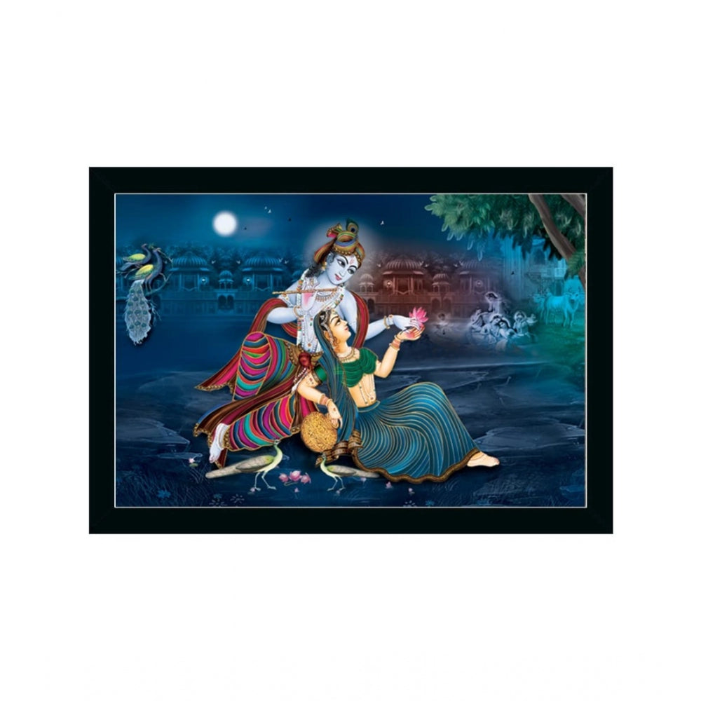 Amfyn Radha Krishna Painting with Synthetic Photo Frame (Multicolor)