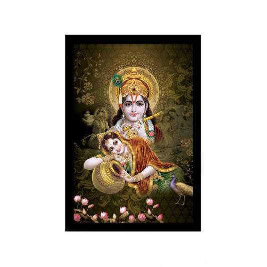 Amfyn Radha Krishna Painting with Synthetic Photo Frame (Multicolor)