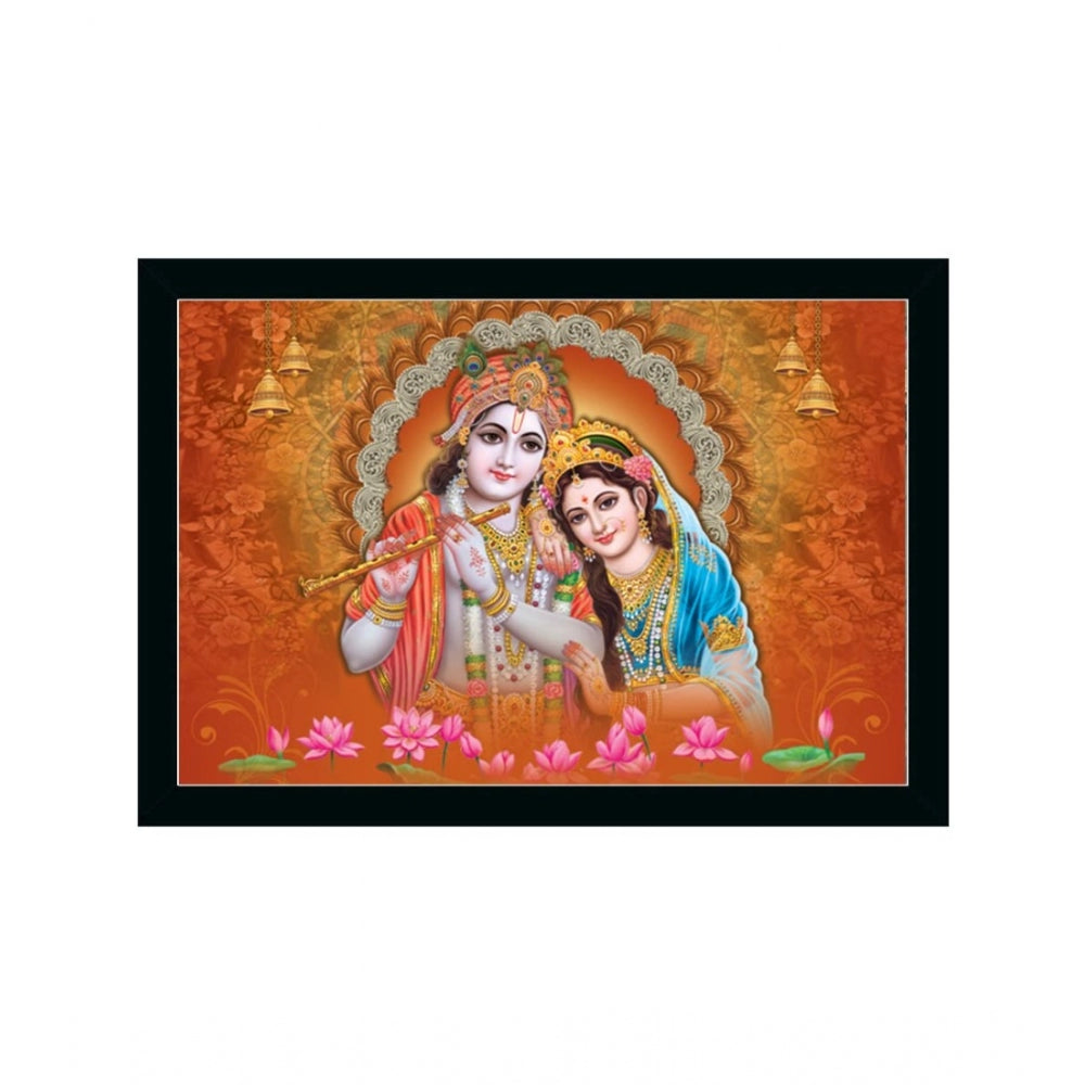 Amfyn Radha Krishna Painting with Synthetic Photo Frame (Multicolor)