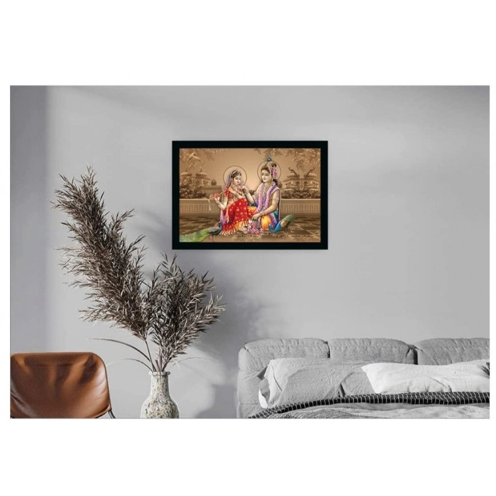 Amfyn Radha Krishna Painting with Synthetic Photo Frame (Multicolor)