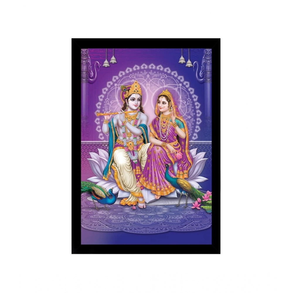 Amfyn Radha Krishna Painting with Synthetic Photo Frame (Multicolor)