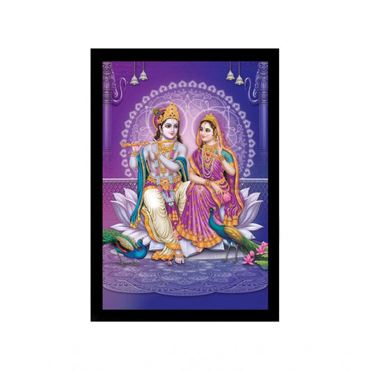 Amfyn Radha Krishna Painting with Synthetic Photo Frame (Multicolor)