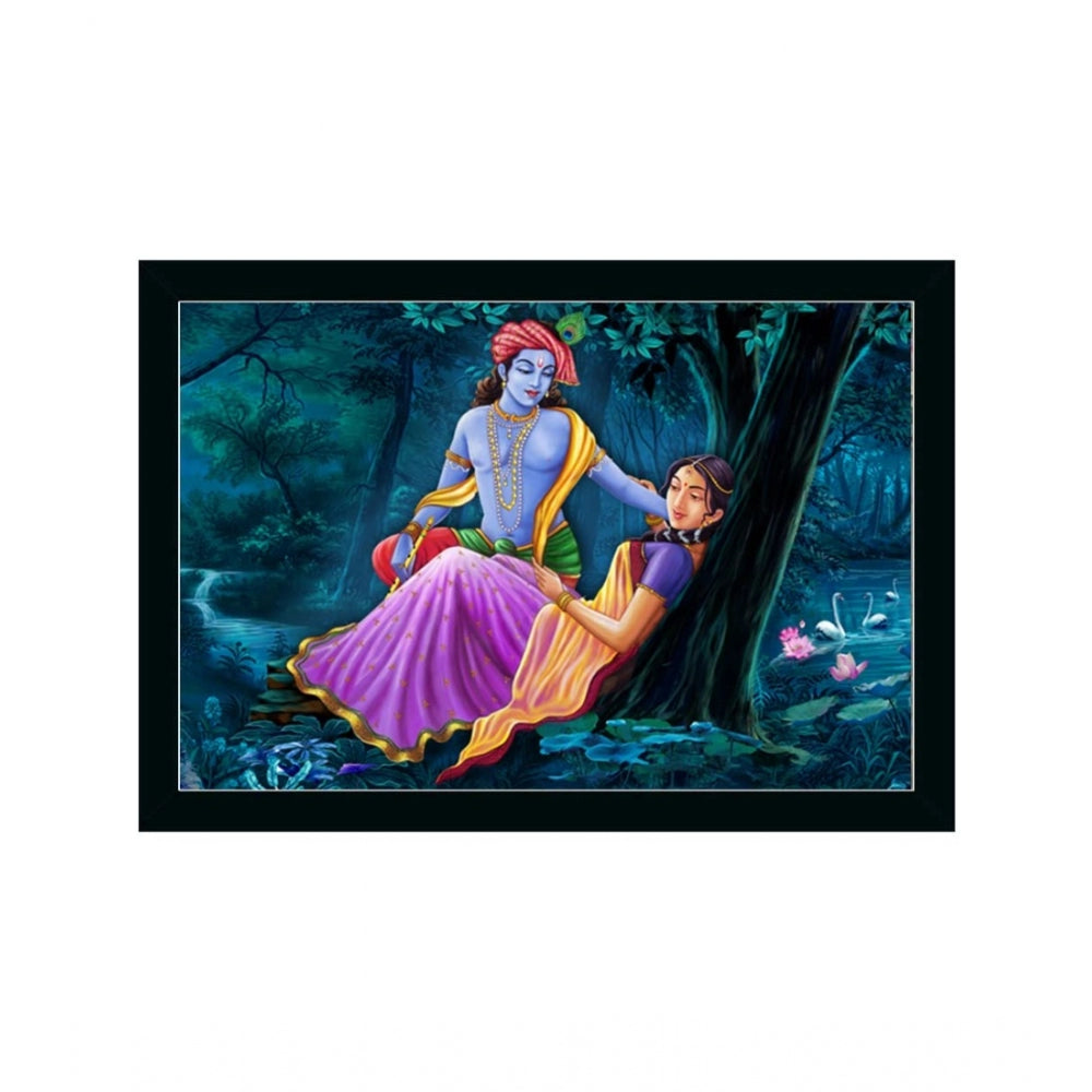 Fashion Radha Krishna Painting with Synthetic Photo Frame (Multicolor)