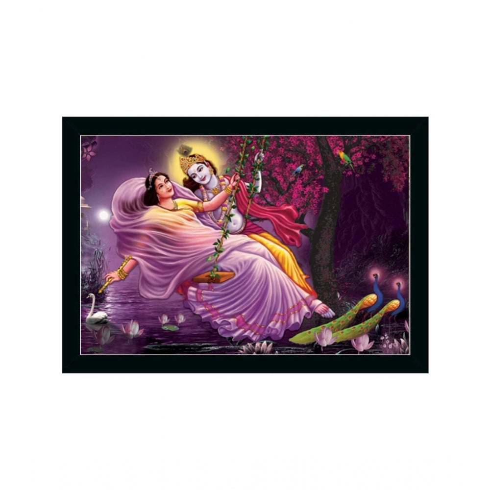 Fashion Radha Krishna Painting with Synthetic Photo Frame (Multicolor)