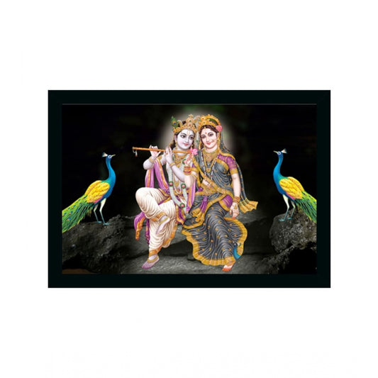 Fashion Radha Krishna Painting Vinyl Sparkle Coated with Synthetic Photo Frame (Multicolor)