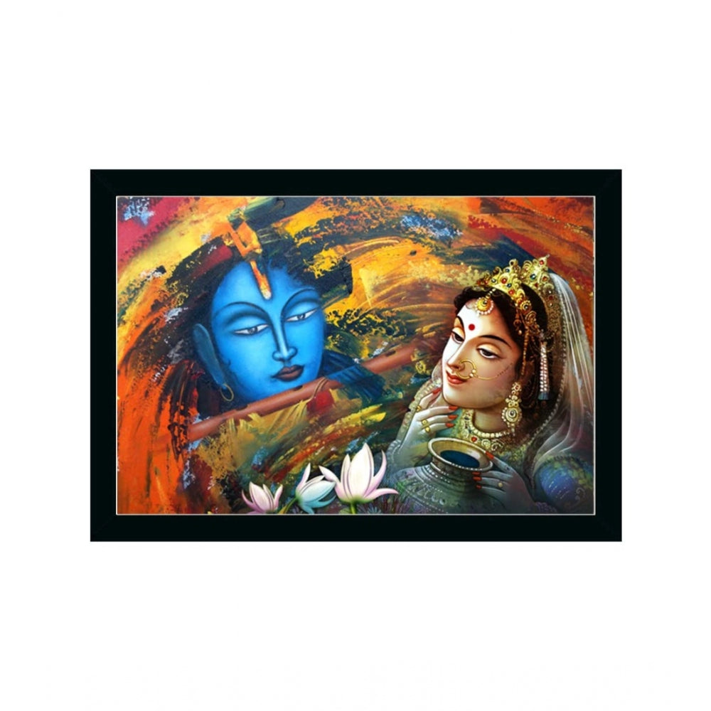 Fashion Radha Krishna Painting with Synthetic Photo Frame (Multicolor)