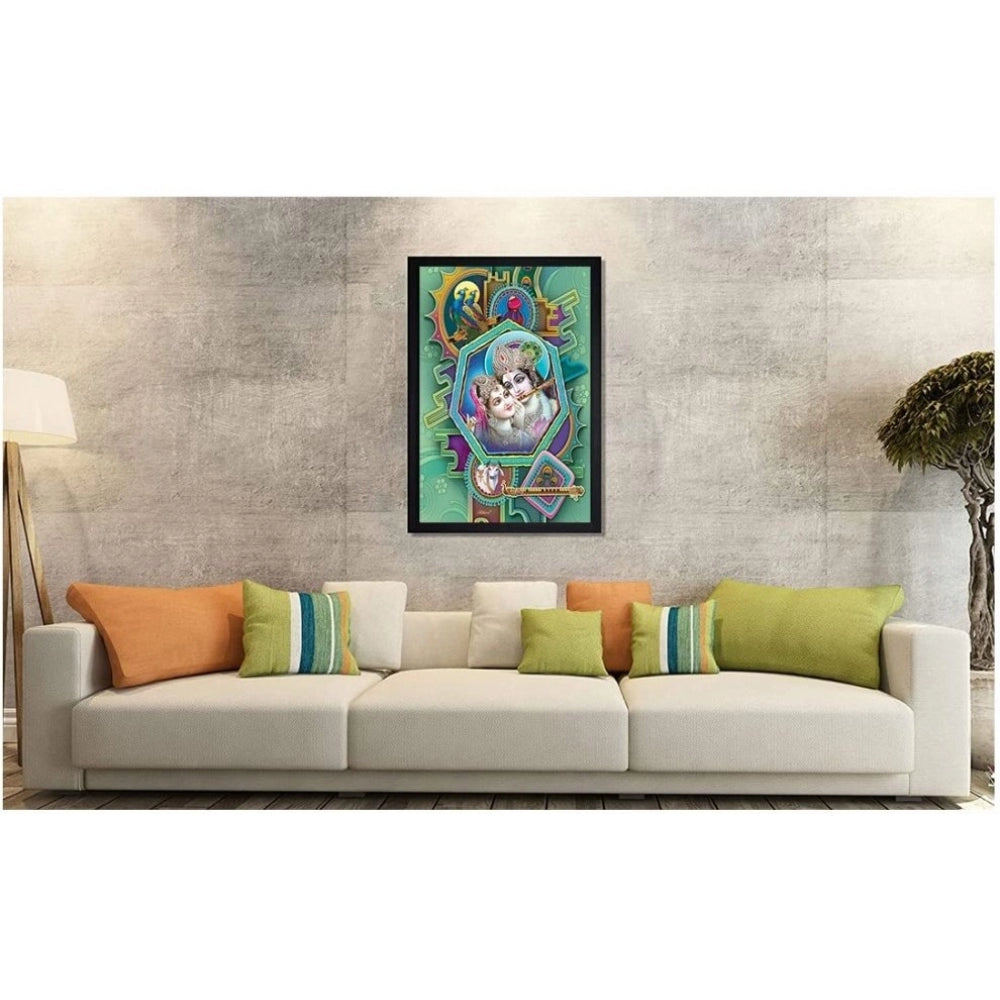 Fashion Radha Krishna Painting with Synthetic Photo Frame (Multicolor)