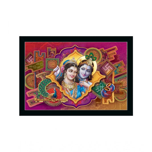 Fashion Beautiful Radha Krishna Vinyl Sparkle Coated with Synthetic Photo Frame (Multicolor)