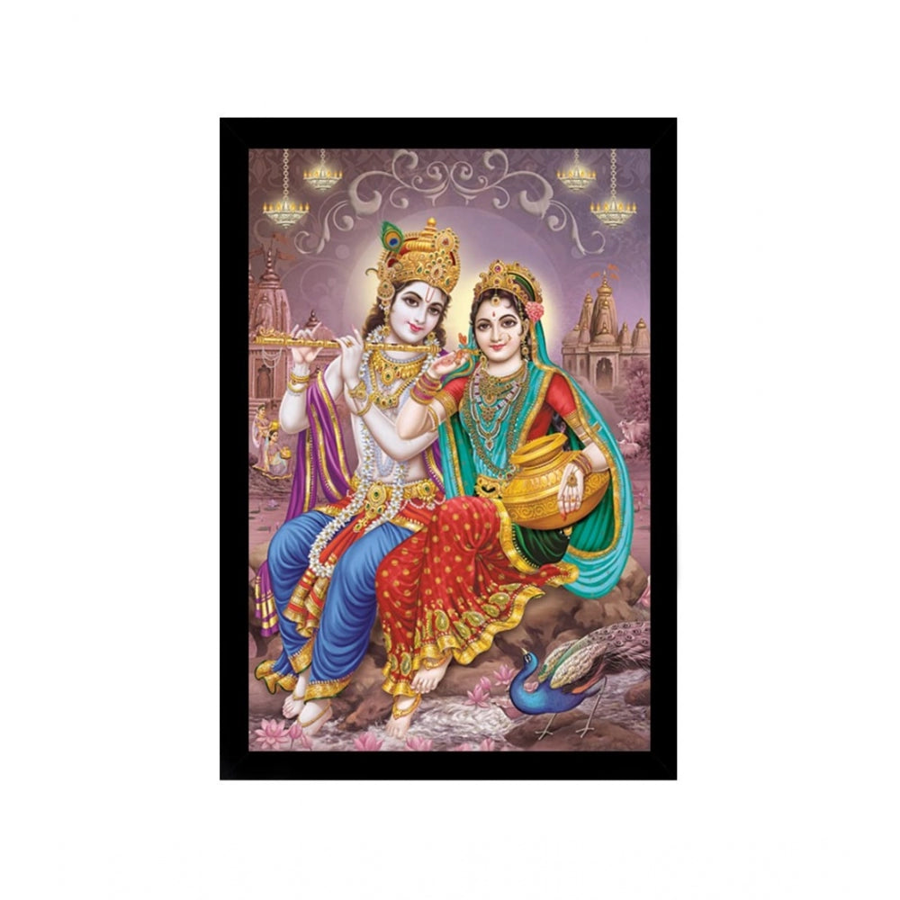 Fashion Radha Krishna Painting with Synthetic Photo Frame (Multicolor)
