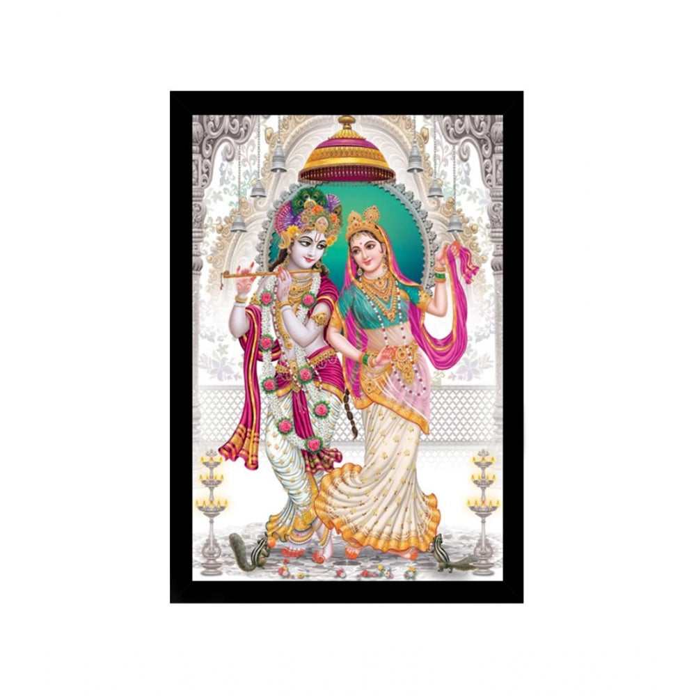 Fashion Radha Krishna Painting with Synthetic Photo Frame (Multicolor)
