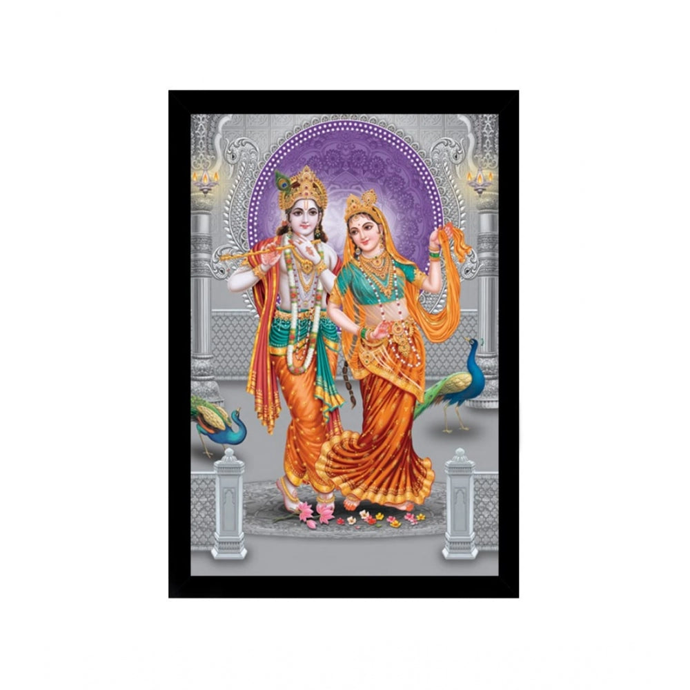 Amfyn Radha Krishna Painting with Synthetic Photo Frame (Multicolor)