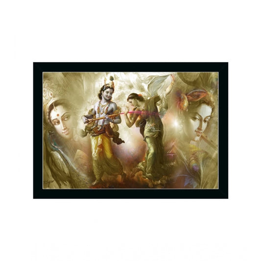 Amfyn Radha Krishna Painting with Synthetic Photo Frame (Multicolor)