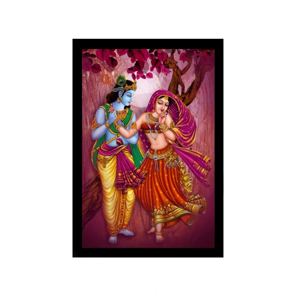 Amfyn Radha Krishna Painting with Synthetic Photo Frame (Multicolor)
