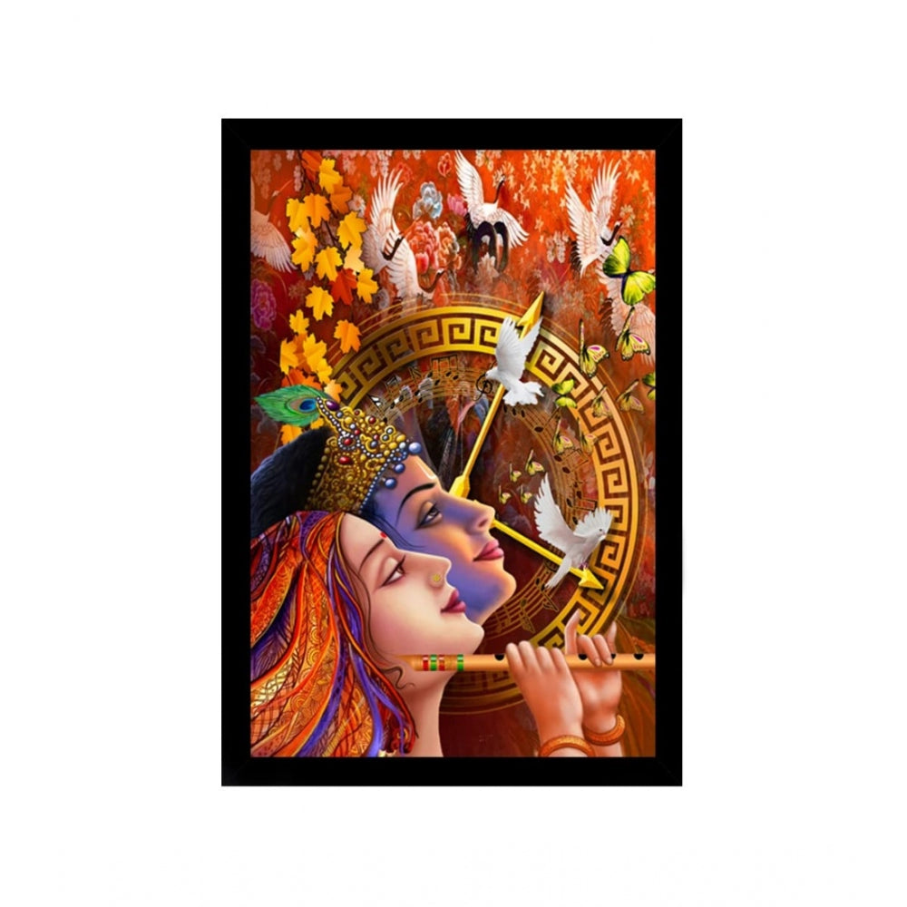 Amfyn Radha Krishna Painting with Synthetic Photo Frame (Multicolor)