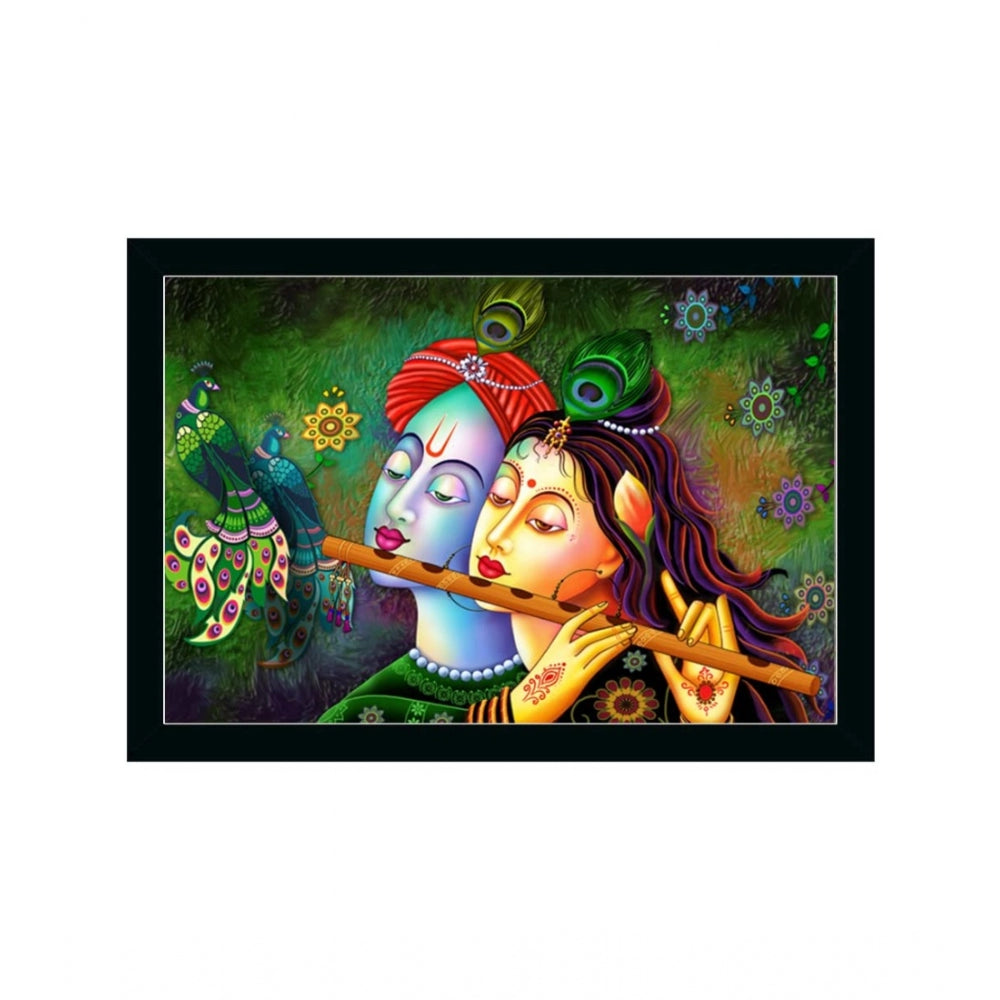 Amfyn Radha Krishna Painting with Synthetic Photo Frame (Multicolor)