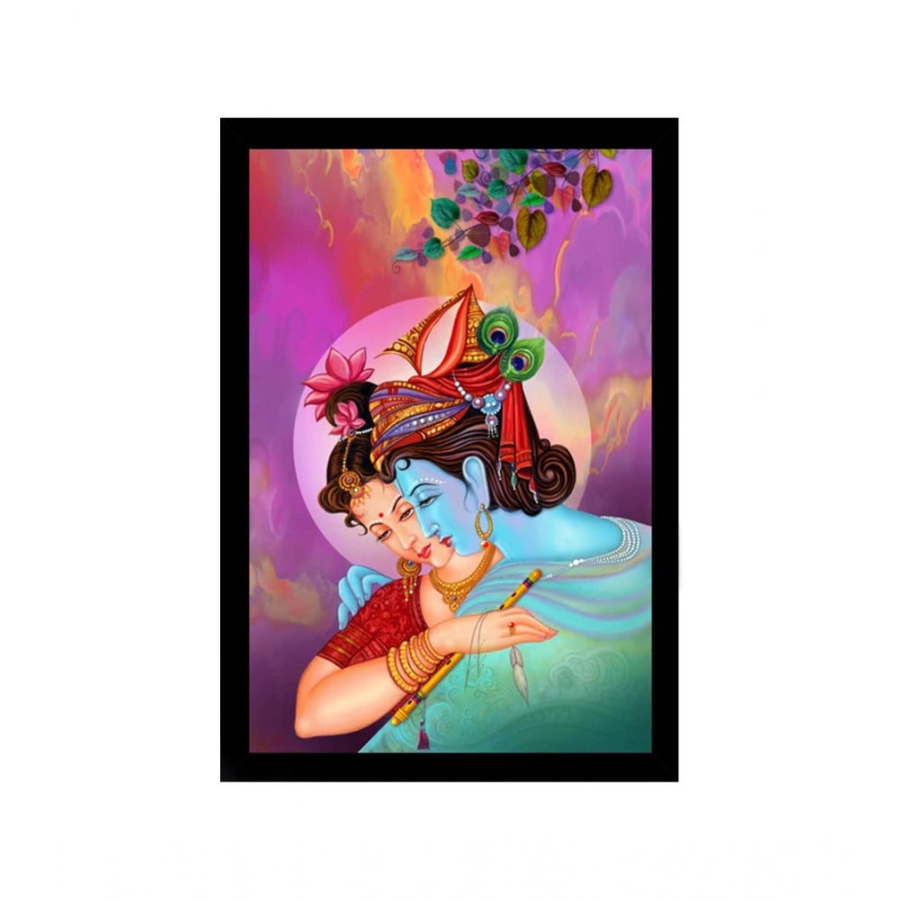 Amfyn Radha Krishna Painting with Synthetic Photo Frame (Multicolor)
