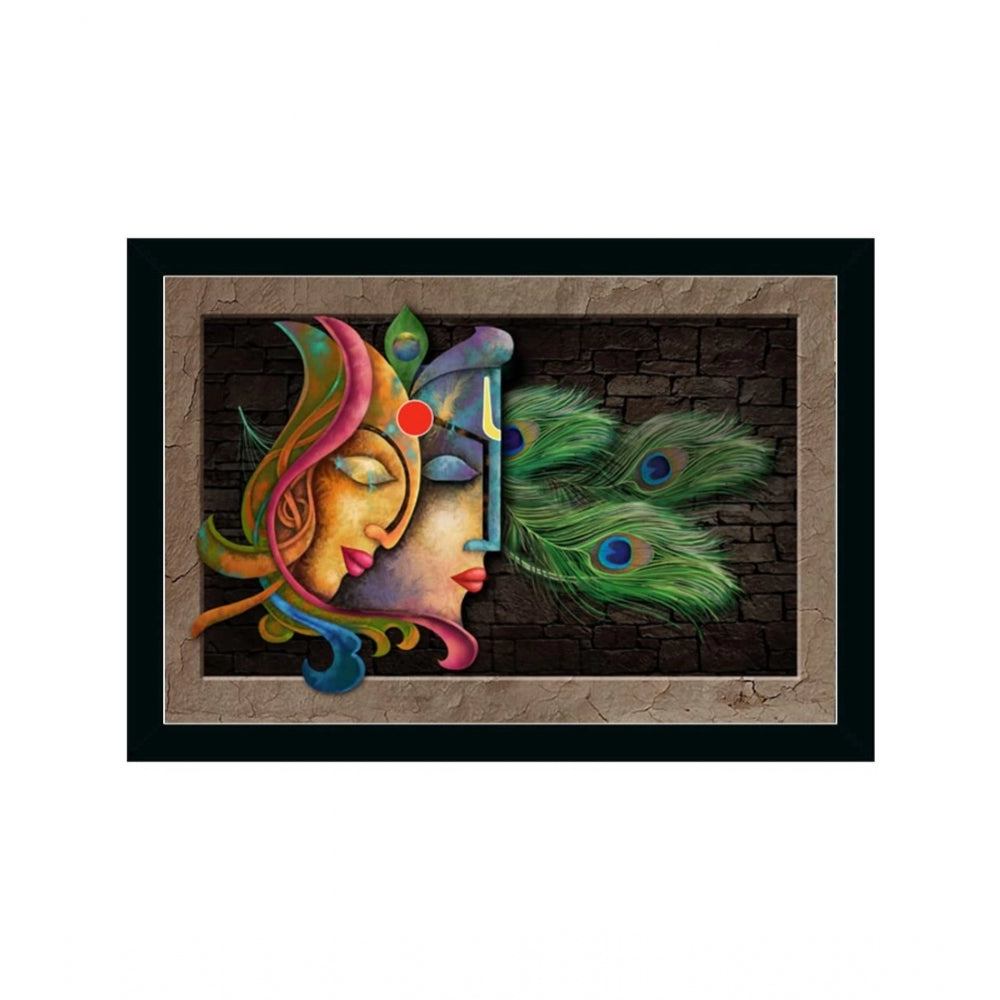 Amfyn Radha Krishna Painting with Synthetic Photo Frame (Multicolor)