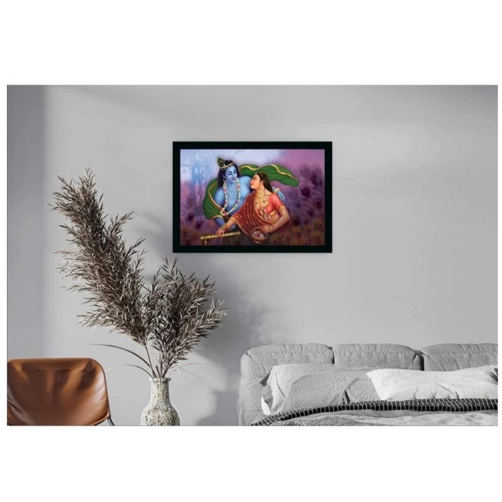 Amfyn Radha Krishna Painting with Synthetic Photo Frame (Multicolor)
