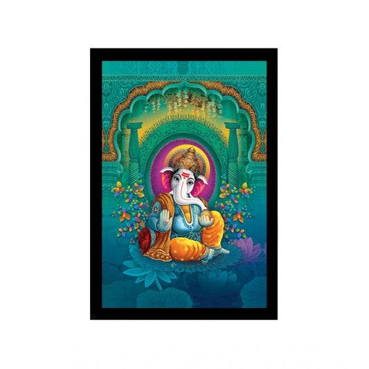 Amfyn Ganesh Photo with Synthetic Photo Frame (Multicolor)