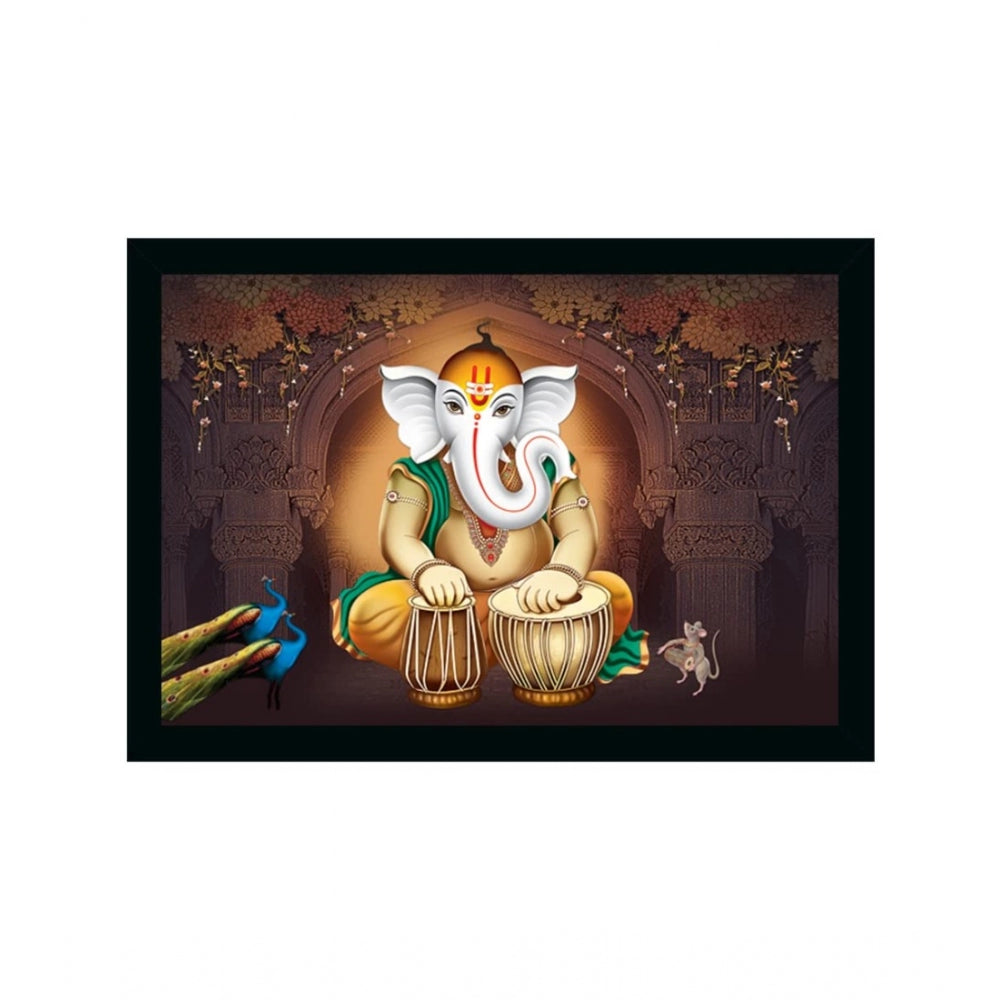 Amfyn Ganesh Photo with Synthetic Photo Frame (Multicolor)