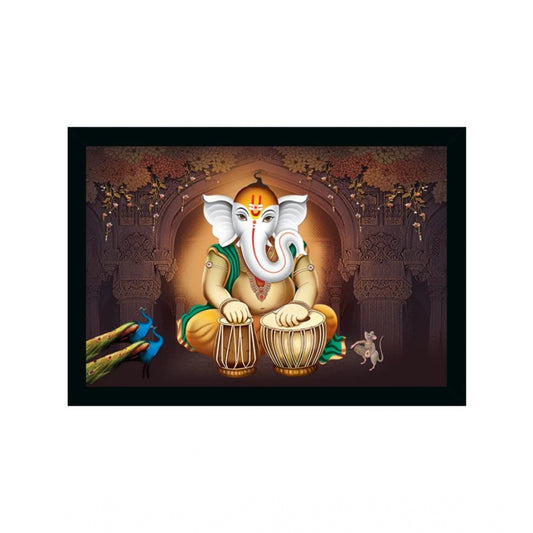 Amfyn Ganesh Photo with Synthetic Photo Frame (Multicolor)