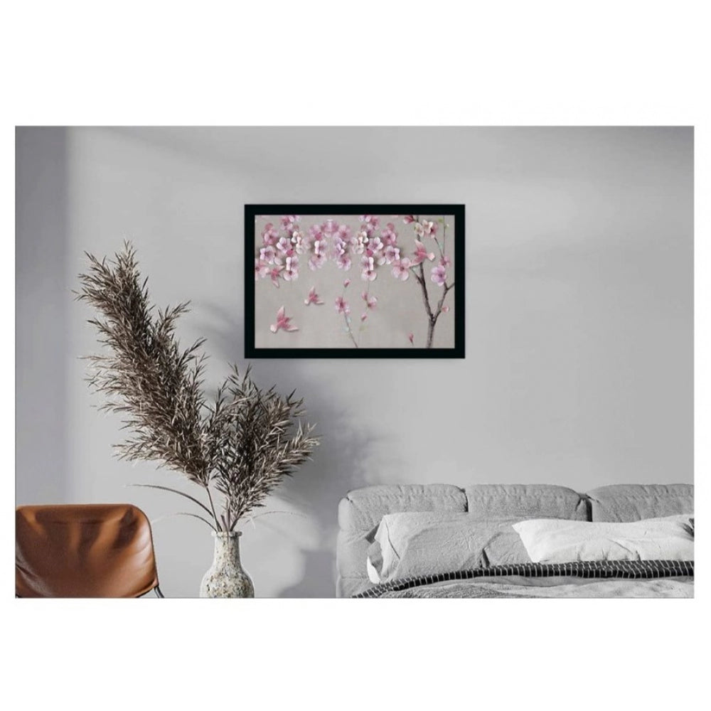 Amfyn Flower Painting Vinyl Sparkle Coated with Synthetic Photo Frame (Multicolor)