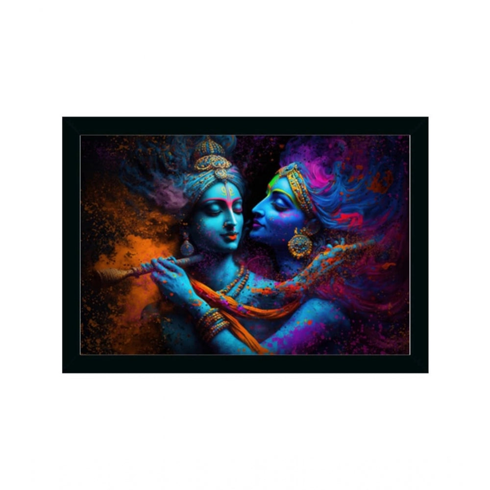 Amfyn Radha Krishna Painting with Synthetic Photo Frame (Multicolor)