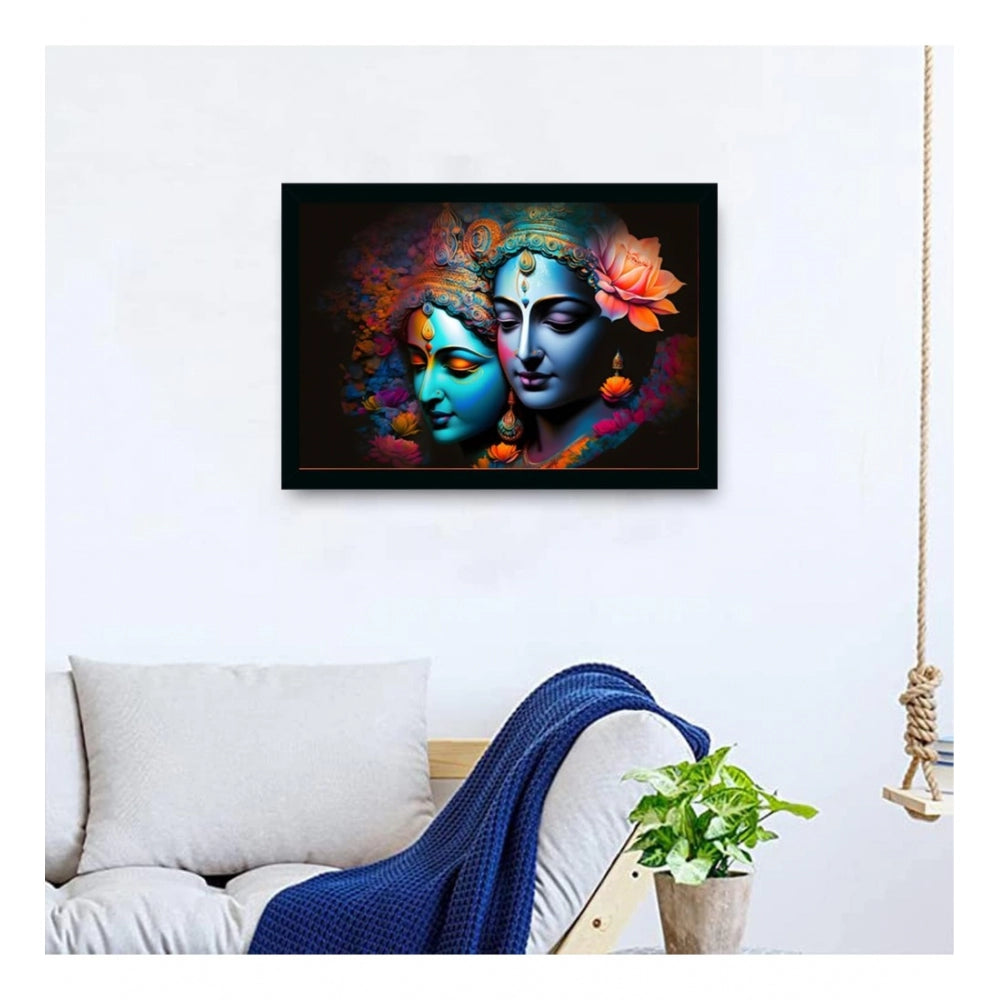 Amfyn Radha Krishna Painting with Synthetic Photo Frame (Multicolor)