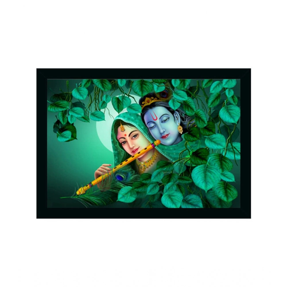 Amfyn Radha Krishna Painting Vinyl Sparkle Coated with Synthetic Photo Frame (Multicolor)