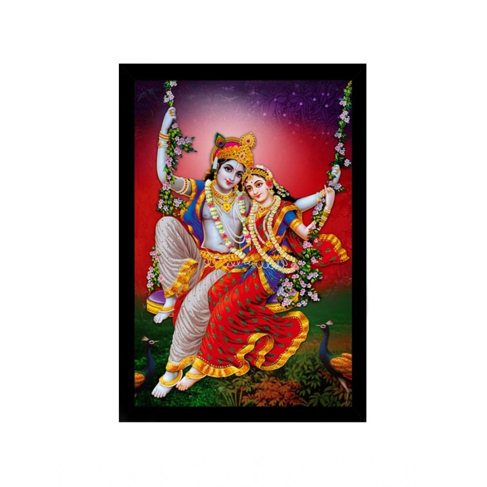 Amfyn Radha Krishna Painting with Synthetic Photo Frame (Multicolor)
