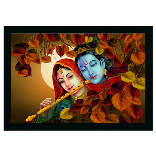 Amfyn Radha Krishna Painting Vinyl Sparkle Coated with Synthetic Photo Frame (Multicolor)