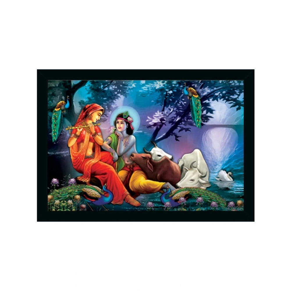 Amfyn Radha Krishna Painting Vinyl Sparkle Coated with Synthetic Photo Frame (Multicolor)