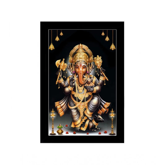 Amfyn Ganesh Photo with Synthetic Photo Frame (Multicolor)