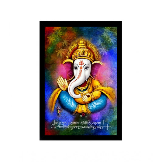 Amfyn Ganesh Photo with Synthetic Photo Frame (Multicolor)