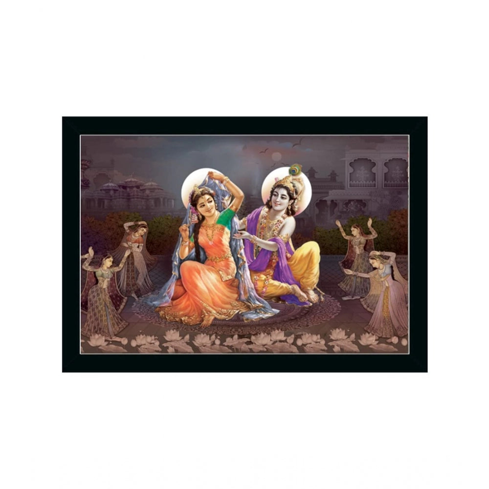 Amfyn Radha Krishna Painting with Synthetic Photo Frame (Multicolor)