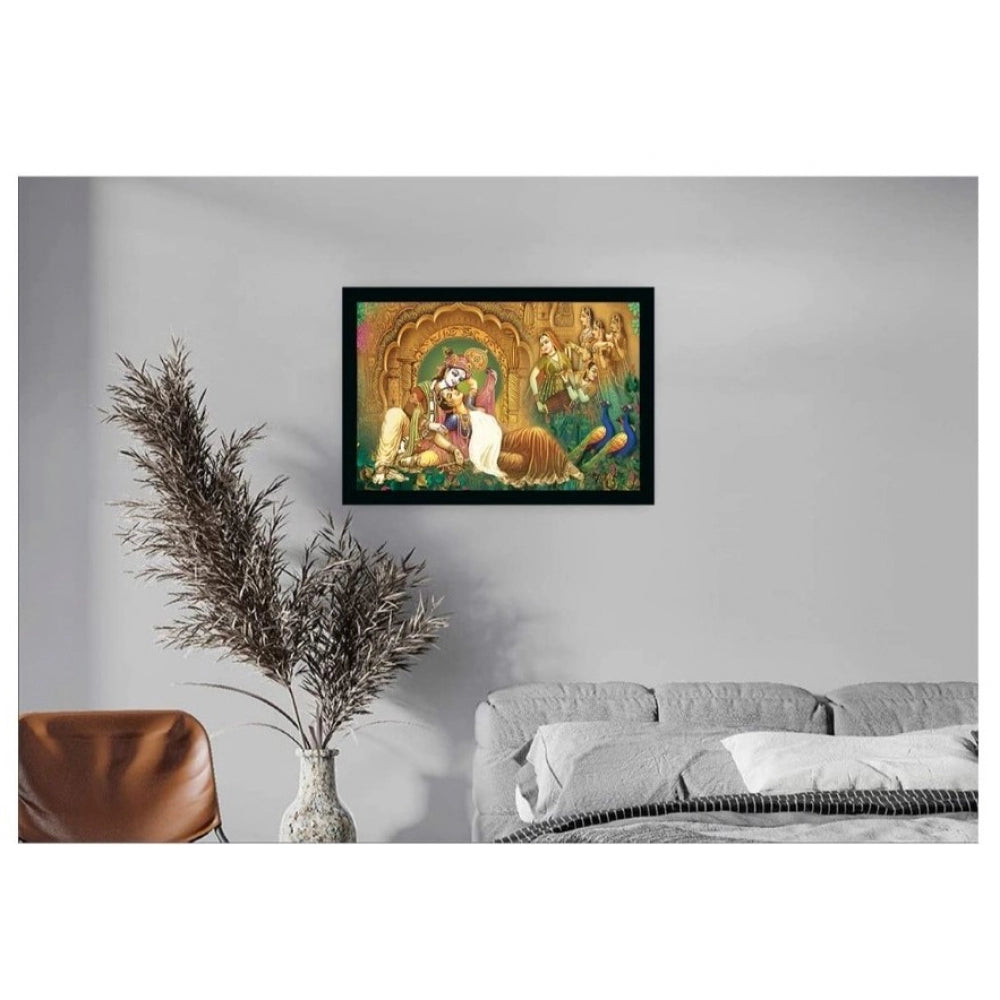 Amfyn Radha Krishna Painting with Synthetic Photo Frame (Multicolor)