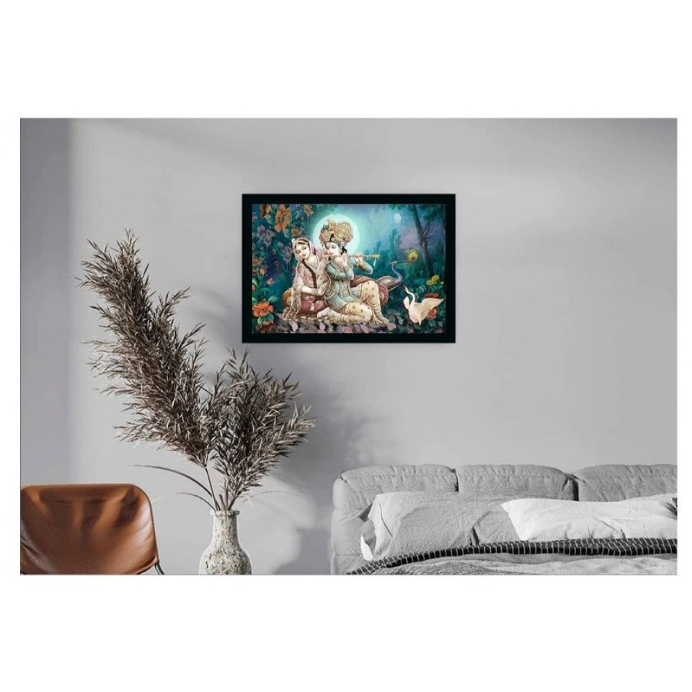 Amfyn Radha Krishna Painting with Synthetic Photo Frame (Multicolor)