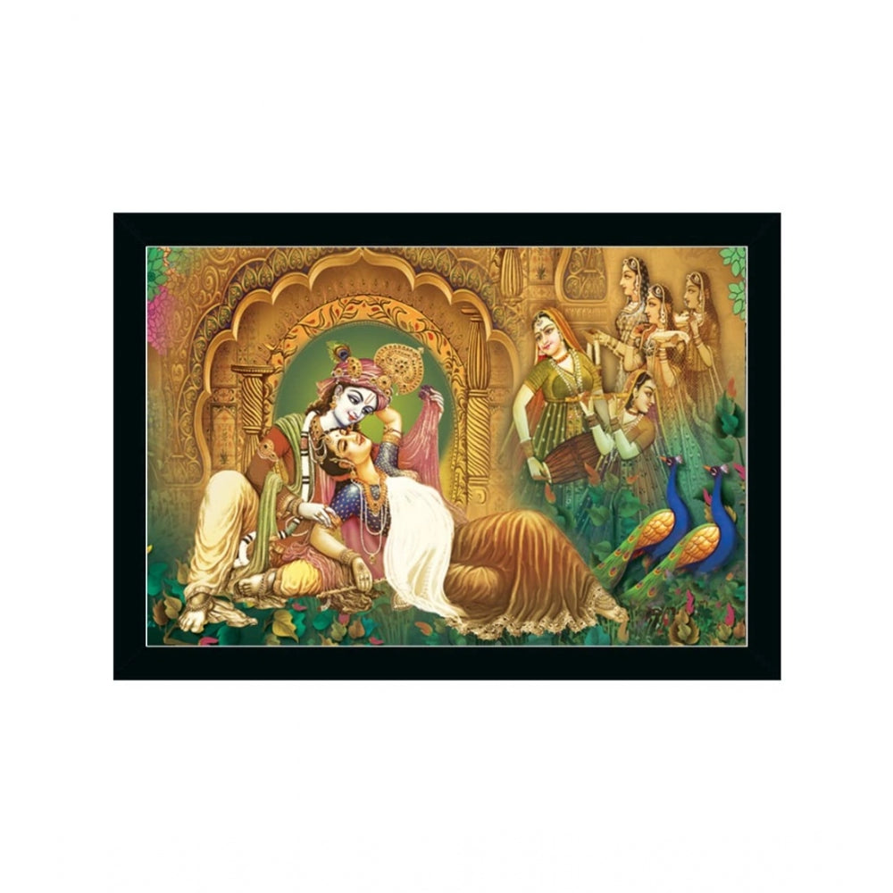 Amfyn Radha Krishna Painting with Synthetic Photo Frame (Multicolor)