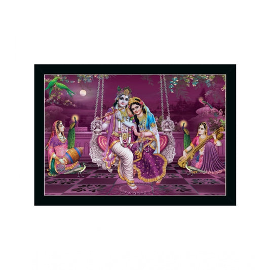 Amfyn Radha Krishna Painting with Synthetic Photo Frame (Multicolor)