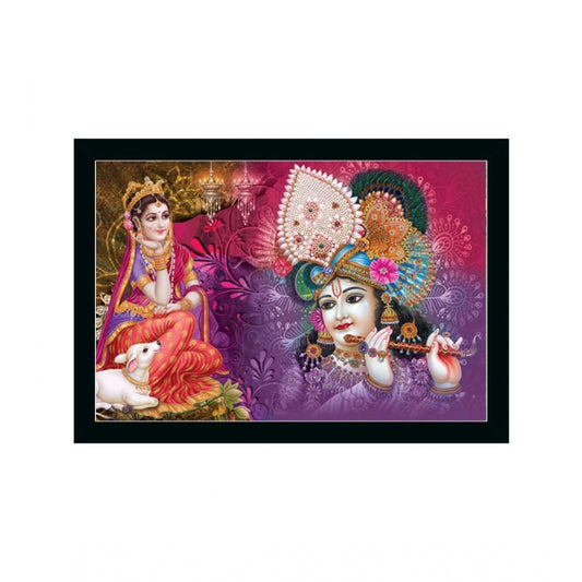 Amfyn Radha Krishna Painting with Synthetic Photo Frame (Multicolor)