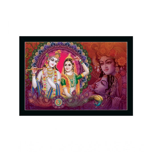 Amfyn Radha Krishna Painting with Synthetic Photo Frame (Multicolor)
