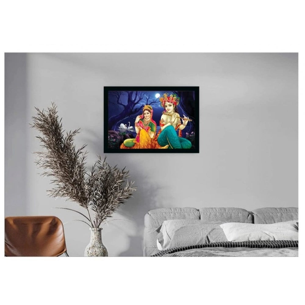 Amfyn Radha Krishna Painting with Synthetic Photo Frame (Multicolor)