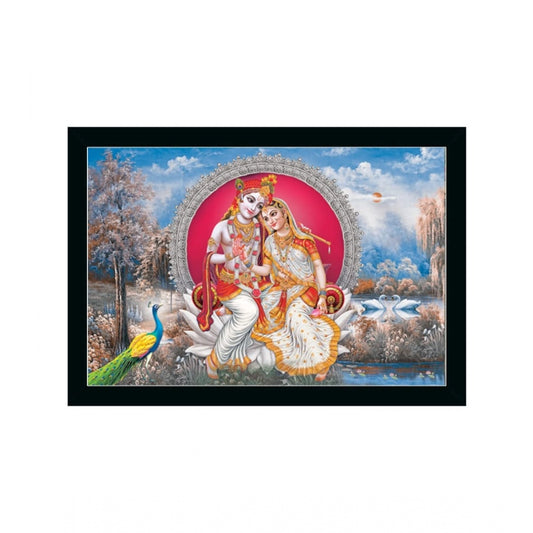 Amfyn Radha Krishna Painting with Synthetic Photo Frame (Multicolor)