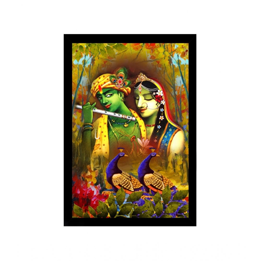Amfyn Radha Krishna Painting with Synthetic Photo Frame (Multicolor)