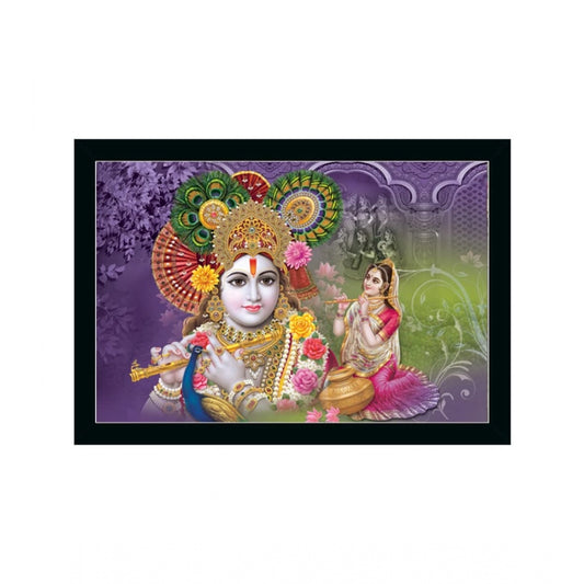 Amfyn Radha Krishna Painting with Synthetic Photo Frame (Multicolor)