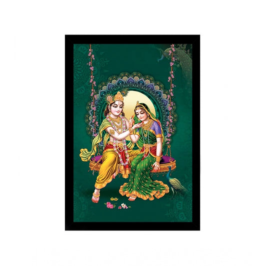 Amfyn Radha Krishna Painting with Synthetic Photo Frame (Multicolor)