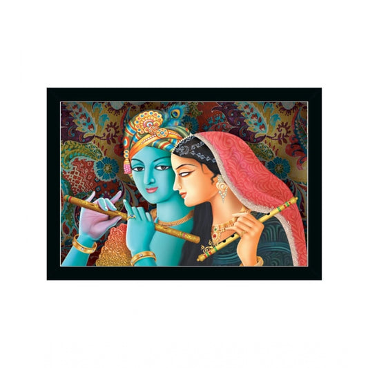Amfyn Radha Krishna Painting with Synthetic Photo Frame (Multicolor)